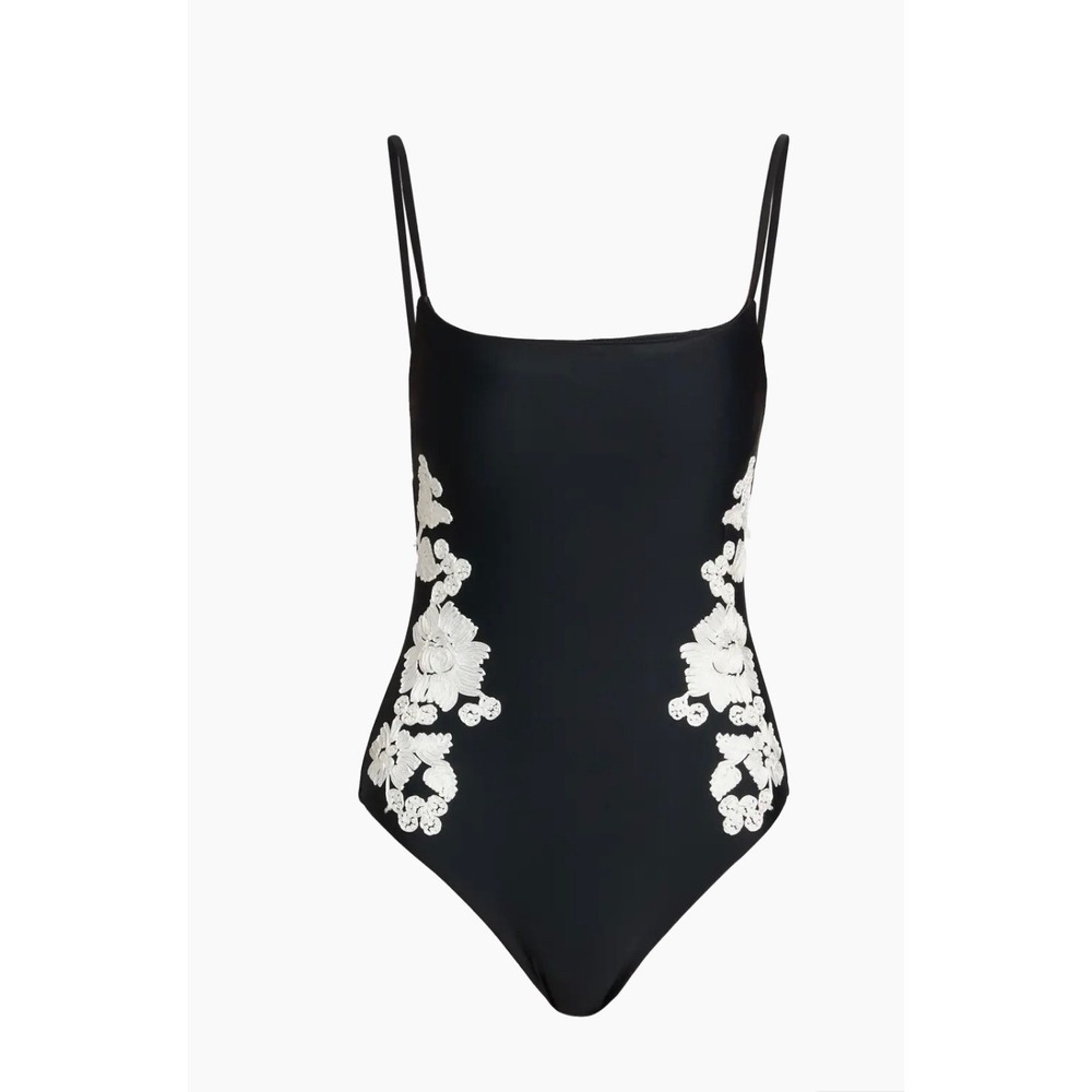 SIMKHAI Juniper Embroidered One-Piece Swimsuit Black Multi 126-9092-SW Size M